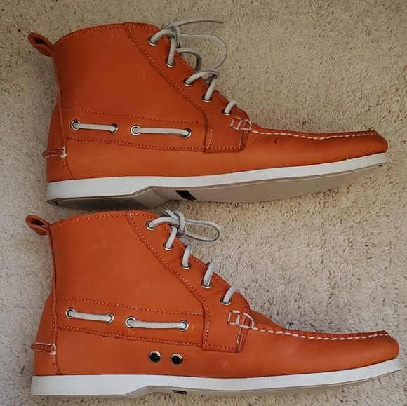 Ralph Lauren Orange Leather Hi Top Boots - Picture 2 of 15